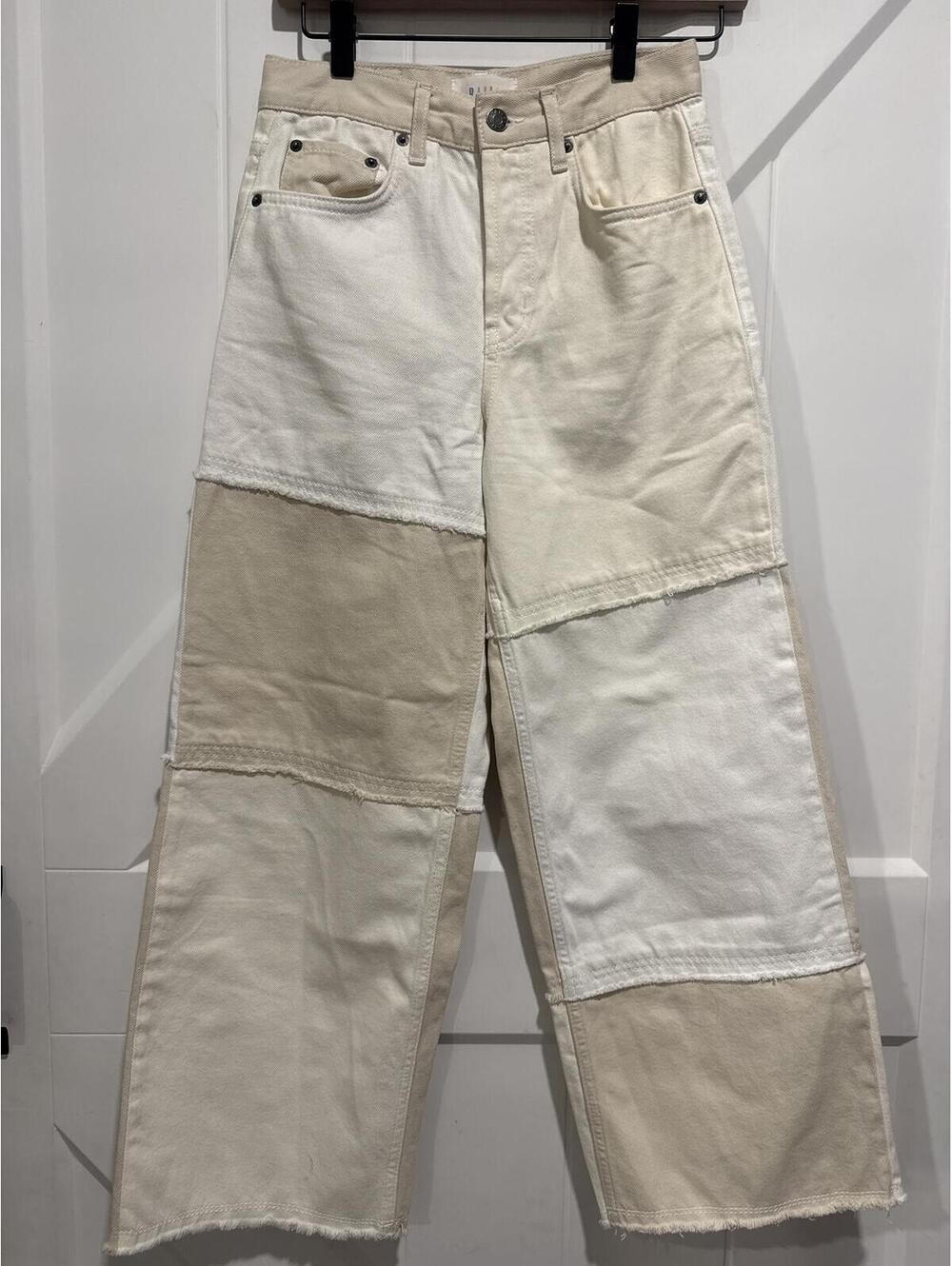 Rails The Getty Crop High Rise Cropped Wide Leg Patchwork Jeans Size 23